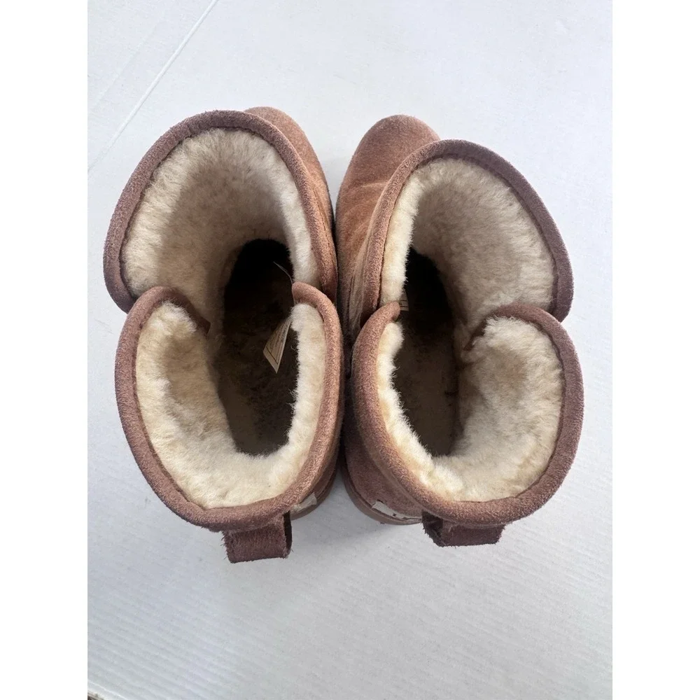Ugg  Boots Womens Size 9 Brown Suede Sheepskin Wedge Casual Shoes